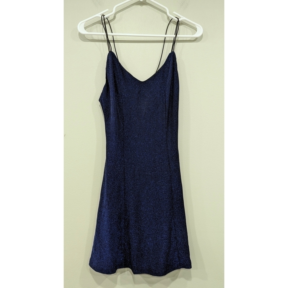 Lulu's Blue Sparkly Tank Slip Dress Size Small